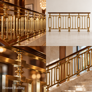 Rampe en laiton géométrique pour hôtels de luxe, villas et escaliers modernes - Product Image 5