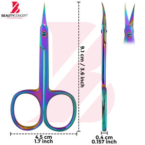 Produit tendance du moment : Ciseaux à cuticules couleur arc-en-ciel avec étui en cuir individuel, ciseaux de précision pour le soin des ongles - Product Image 4