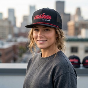 Gorra de Béisbol Snapback Personalizada de 5 Paneles, Tela Impermeable de Poliéster, Visera Plana, con Logotipo Bordado en 3D, Detalle de Cuerda, Orificios Cortados con Láser, Unisex - Product Image 6