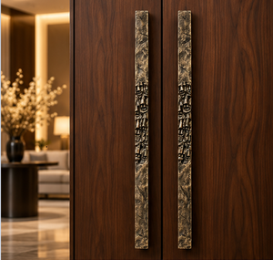Tirador de Puerta Tallado Ornamentado con Acabado Bronce Antiguo, Manija Larga Texturizada para Gabinete, Herraje Decorativo para Muebles de Interiores de Lujo - Product Image 5