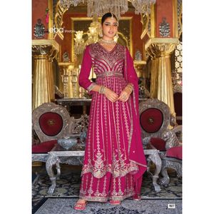 Ensemble haut et palazzo brodé en chinon de qualité supérieure avec dupatta en chinon, entièrement cousu, pour tenue de soirée, prix de gros par Royal Export - Product Image 1