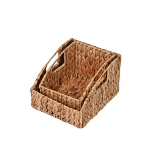 Natural Rattan Rectangle <b>Storage</b> <b>Basket</b> With Handles Rustic Style Multi-Purpose Organizer - Product Image 3