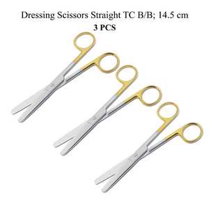 Ciseaux chirurgicaux droits TC 14,5 cm (5,5 pouces) en acier inoxydable, instruments médicaux orthopédiques, lot de 3 pièces - Product Image 3