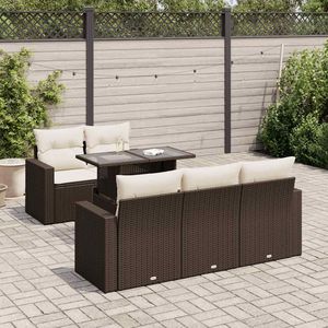 Grand ensemble de canapés de jardin en rotin PE marron avec pieds réglables - Product Image 1