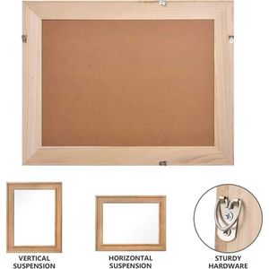 Specchio Decorativo Rettangolare 20"x30" con Cornice in Legno Massello e Rattan, Colore Legno Naturale, per Bagno, Casa, Ingresso, Stile Rustico - Product Image 6