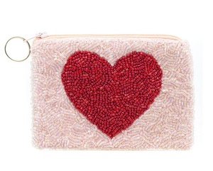 Top quality Embroidery beaded <b>coin</b> <b>purse</b> features a white pearl heart design to organize and <b>coin</b> carry small personal essential - Product Image 3