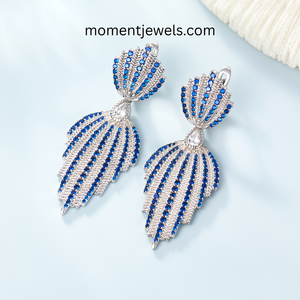 Boucles d'oreilles pendantes en argent sterling 925 pour femmes, plaquées or blanc, bijoux floraux en diamant à haute teneur en carbone, 13g - Product Image 2