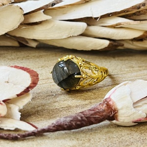 Unique Statement Brass <b>Labradorite</b> <b>Ring</b> 18k Gold Plated Filigree Handmade <b>Ring</b> Vintage Fashionable Wholesale <b>Ring</b> For Women - Product Image 5