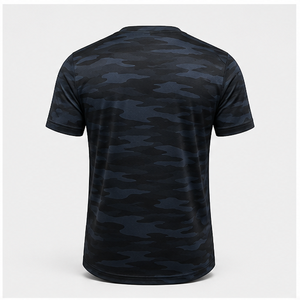 Camiseta de Manga Corta con Cuello Redondo para Hombre, Diseño de Camuflaje Personalizado Shadow Island en Negro Medianoche, MTS-CAMO-0018 - Product Image 2