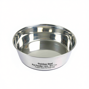 Mangiatoia per animali domestici in acciaio inossidabile da 1,0 L con base in gomma da 17 cm per cani e gatti - Product Image 2