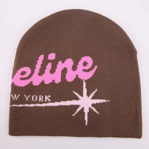 Custom Logo <b>Winter</b> Beanie Hat Blank Unisex Satin Lined Beanie 100% Acrylic Cuff Jacquard Beanies - Product Image 6