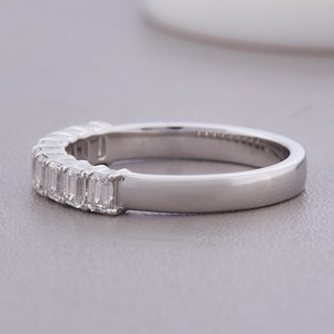 IGI Certified Emerald Cut Lab Grown Diamond Half Eternity Wedding Band 14K Gold - Product Image 2