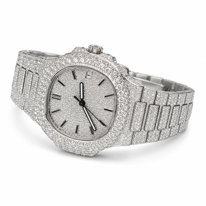 Reloj de Lujo para Hombre, Completamente Cubierto de Moissanita, Caja Cuadrada de Acero Inoxidable, Reloj de Cuarzo Estilo Hip Hop con Fecha - Product Image 4