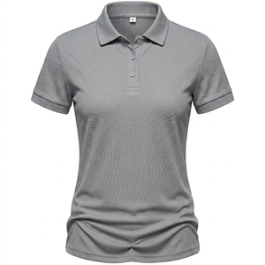 Camiseta de Mujer Lisa, Holgada, Cuello Polo, Color Rosa, con Botones, Manga Corta, Ropa Juvenil, Elegante, Estilo Coreano - Product Image 1