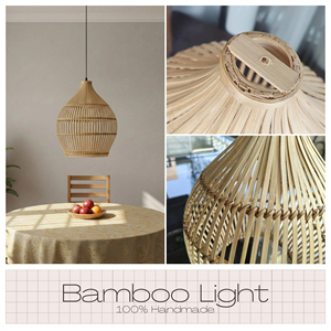 Handmade Bamboo Pendant Lamp with Woven Natural Rattan <b>Wicker</b> Lampshade Eco Friendly Ceiling Light OEM Supplier Vietnam - Product Image 4