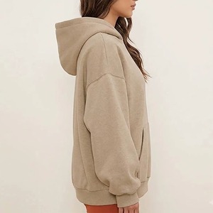 Sudadera con Capucha Extra Grande para Mujer, Color Sólido, 100% Algodón Felpa, Manga Larga, Hombros Caídos, Bolsillos, Ropa de Otoño - Product Image 4