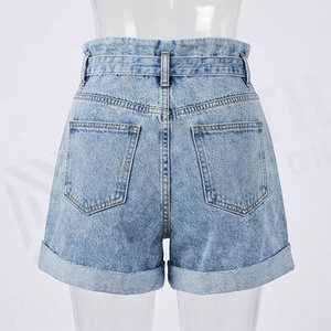 Pantalones Cortos de Mezclilla para Mujer con Cinturón de Lazo, Jeans de Cintura Alta para Chicas, Ropa Casual, Moda Urbana, Atuendo Moderno y Elegante - Product Image 2