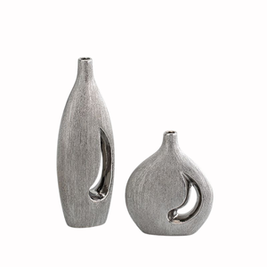 Contemporary Handmade Metal Tabletop Vase With Swirl Design Brown And <b>Silver</b> Finish Decorative Home Accent - Product Image 5