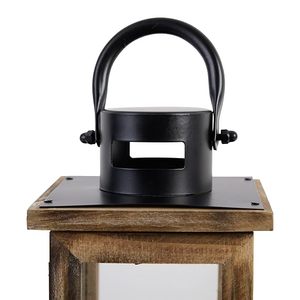 Farol de Madera Rústico con Paneles de Vidrio, Farol Decorativo Estilo Rústico para Decoración del Hogar, Bodas y Eventos - Product Image 2