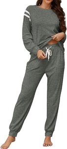 Conjunto de Pijama para Mujer, Cuello en V, Manga Corta, Ropa de Dormir de Dos Piezas, Mezcla de Bambú - Product Image 5