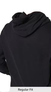 Sweat-shirt à capuche en molleton noir basique en coton doux de qualité supérieure avec impression numérique, logo personnalisé, poche en molleton, décontracté - Product Image 2