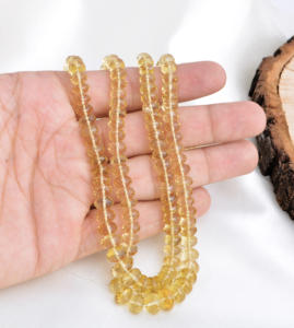 ลูกบอลควอตซ์น้ำผึ้งธรรมชาติทรงเหลี่ยมขนาด 18 นิ้ว สำหรับทำเครื่องประดับอัญมณีชั้นดี สร้อยคอ - Product Image 3