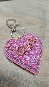 Handmade Beaded Embroidery Keychain Elegant Artisan Key Holder Fashion <b>Bag</b> <b>Charm</b> - Product Image 1