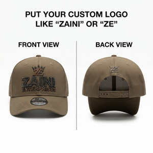 Gorra de Sarga de Algodón Premium, 280 GSM, Color Caqui, 5 Paneles, Estructurada, con Pedrería Personalizada, Impermeable, Unisex, Infantil, Casual - Product Image 1