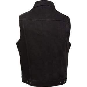 2025 Leather Men's Snap Front <b>Denim</b> <b>Vest</b> W/Shirt Collar Windproof Plus Size Outer Wear in <b>Black</b> or Blue DM1331 - Product Image 2