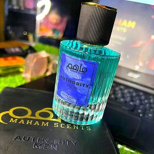 Flacon en verre cylindrique cannelé de 50 ml, parfum bleu aquatique, senteur longue durée, fraîche, parfums Maham de haute qualité, eau de parfum pour homme - Product Image 4