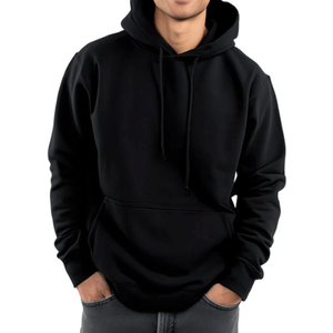 Sweat-shirt à capuche pour homme, 100% coton molletonné, couleur unie, avec poche, décontracté, hiver, respirant, coupe classique, tricoté - Product Image 4