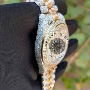 Splendide montre de luxe pour homme avec cadran en cristal saphir, mouvement à quartz ETA, boîtier de 28 mm, bracelet en moissanite argentée, bijou cadeau - Product Image 4