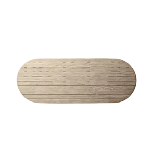Luxury <b>Outdoor</b> Dining <b>Table</b> Solid Teak Modern Oval Top Sculptural Fluted Pedestal Base Premium Craftsmanship Waterproof - Product Image 2