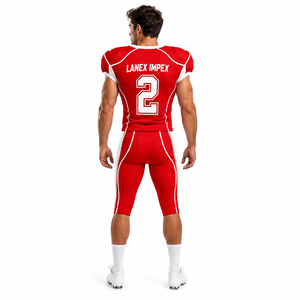 Uniforme de Fútbol Americano Personalizado de Alta Calidad para Hombre, Jersey Rojo y Blanco Sublimado, Ropa de Práctica Transpirable de Poliéster, Talla Adulto - Product Image 4