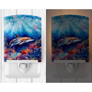 Dolphin Ceramic <b>Night</b> <b>Light</b> Compact UL-Certified for Bedroom Bathroom Nursery <b>Hallway</b> Kitchen 6x4x3 Multicolor New Product - Product Image 2