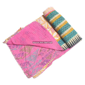 Indian Handmade Cotton Kantha <b>Quilt</b> Blanket Ethnic Bedspread Bedding <b>Throw</b> Decor Indian Reversible Hand Stitched Heavy <b>Throw</b> Old - Product Image 2