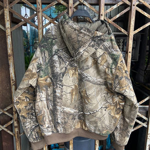 เสื้อฮู้ดดี้แบบมีซิป 400 GSM พิมพ์ลาย Sublimation ลายพรางต้นไม้แบบวินเทจ สำหรับผู้ชาย - Product Image 2