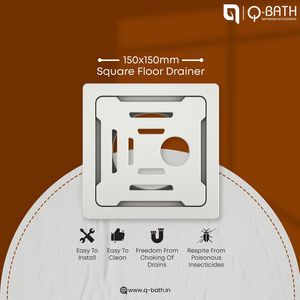 Hot Square Floor <b>Drain</b> White Ceramic <b>Bathroom</b> Water Linear Tile Insert Shower <b>Drain</b> With Full Body Material 150*150 mm - Product Image 4