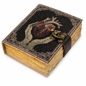 Diario de Cuero Gótico con Corazón Anatómico, Papel Hecho a Mano con Borde Rústico, Grimoire, Libro de Hechizos, Libro de Sombras (Venta al por Mayor) - Product Image 2