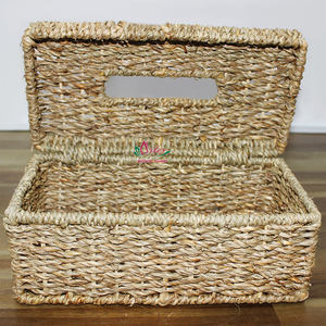 Couvercle de boîte à mouchoirs en jacinthe d'eau en jonc de mer du Vietnam pour la maison et le bureau - Product Image 3