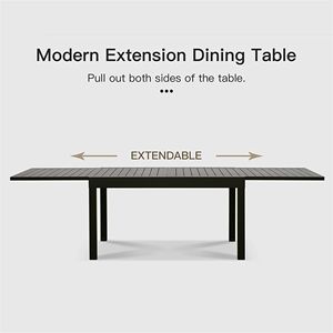 Large <b>Extendable</b> 53\"-106\" Aluminum Metal Patio <b>Dining</b> <b>Table</b> Indoor <b>Outdoor</b> Adjustable for 6-8 Persons Rectangular Design for - Product Image 2