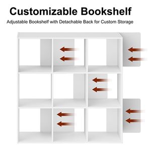 Libreria Angolare a 9 Cubi, Organizzatore Indipendente con Pannelli Posteriori Rimovibili per Soggiorno - Product Image 4