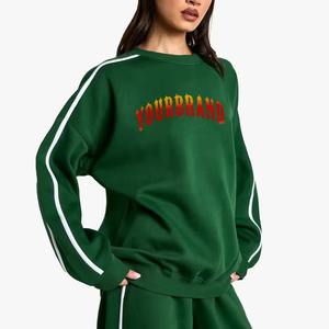 Sweatshirts à capuche amples pour femmes, en molleton de coton lavé, couleur unie, col rond, grande taille, collection hiver RTS - Product Image 2