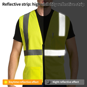 เสื้อกั๊กนิรภัยแบบมองเห็นได้ชัดเจนพร้อมแถบสะท้อนแสงสำหรับงานก่อสร้าง ผ้าตาข่ายระบายอากาศ อุปกรณ์เสื้อกั๊กนิรภัยสำหรับงานอุตสาหกรรม - Product Image 5