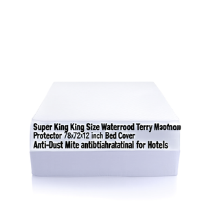 Super King King Size Waterproof Terry Cotton Mattress Protector 78x72x12 Inch <b>Bed</b> Cover Anti-Dust Mite Antibacterial for Hotels - Product Image 2
