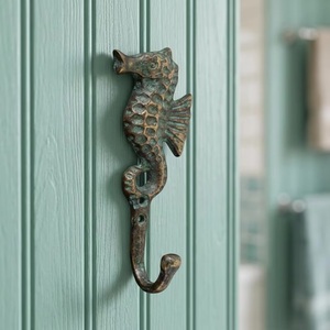 Gancho de Pared de Hierro Fundido con Forma de Caballito de Mar Vintage, Resistente al Óxido, Autoadhesivo, Duradero, Gancho Individual para Ropa - Product Image 1