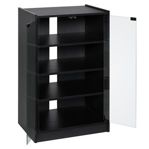 Mobiletto Porta TV a 5 Ripiani Nero con Mensole Regolabili per Console di Gioco e Lettori DVD - Porta in Vetro Temperato - Product Image 1