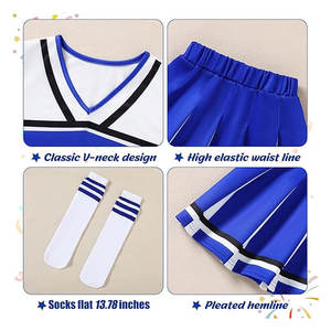 Traje de animadora para niñas, disfraz de Halloween para niños de 5 a 12 años, conjunto de uniforme de animadora, disfraz elegante para fiesta, cumpleaños, eventos escolares - Product Image 4