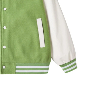 Unisex varsity <b>jacket</b> collegiate style, soft wool blend, <b>leather</b> sleeves, comfortable fit for sports teams & fashion lovers - Product Image 2