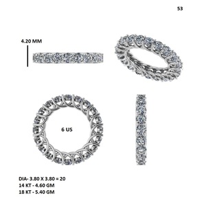 14K Gold Plated Moissanite Eternity Band Round Cut Diamond <b>Ring</b> Wedding Anniversary Jewelry - Product Image 6